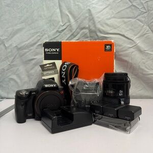 Sony Alpha A55 DSLR Camera w/2 Lenses, Batteries, & Chargers (SLT-A55VL)